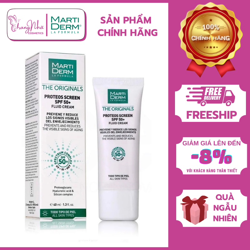 Kem chống nắng phổ rộng MartiDerm The Originals Proteos Screen SPF50+ Fluid Cream 40ml